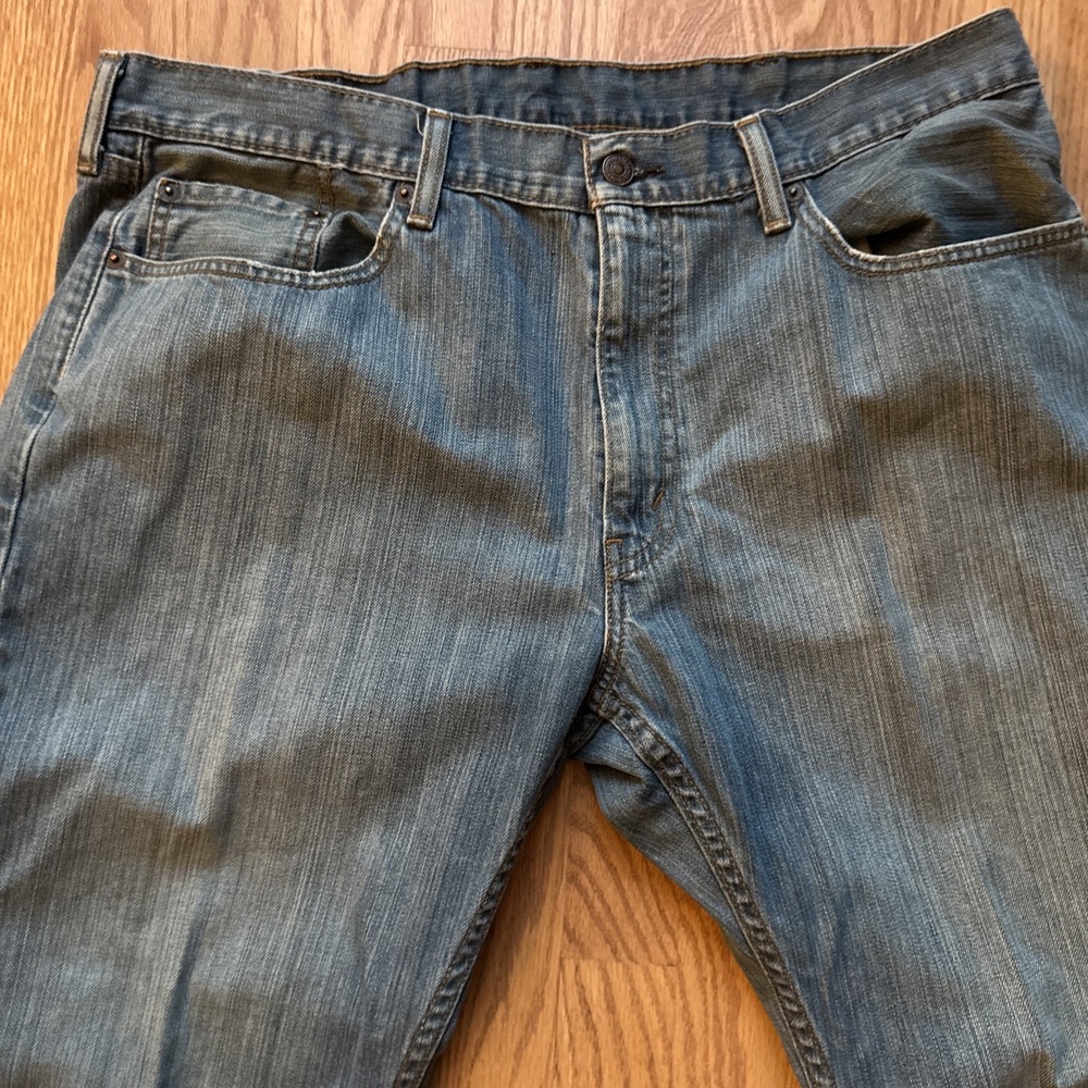 Levis 559 Mens 38x30 Relaxed Fit Straight Distressed Jeans Light Blue Wash VTG - Picture 2 of 14